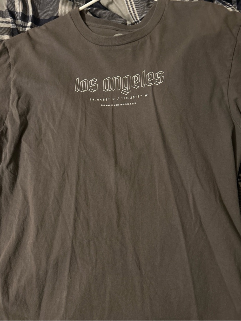 Tilly's Los Angeles Short Sleeve Tee - Charcoal with White Print